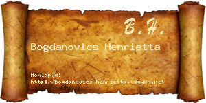Bogdanovics Henrietta névjegykártya